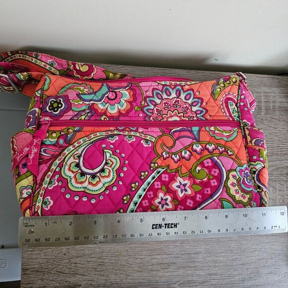 Vera Bradley Quilted Crossbody Bag Purse Pink Paisley Floral Pattern Bright Smal - Picture 8 of 9